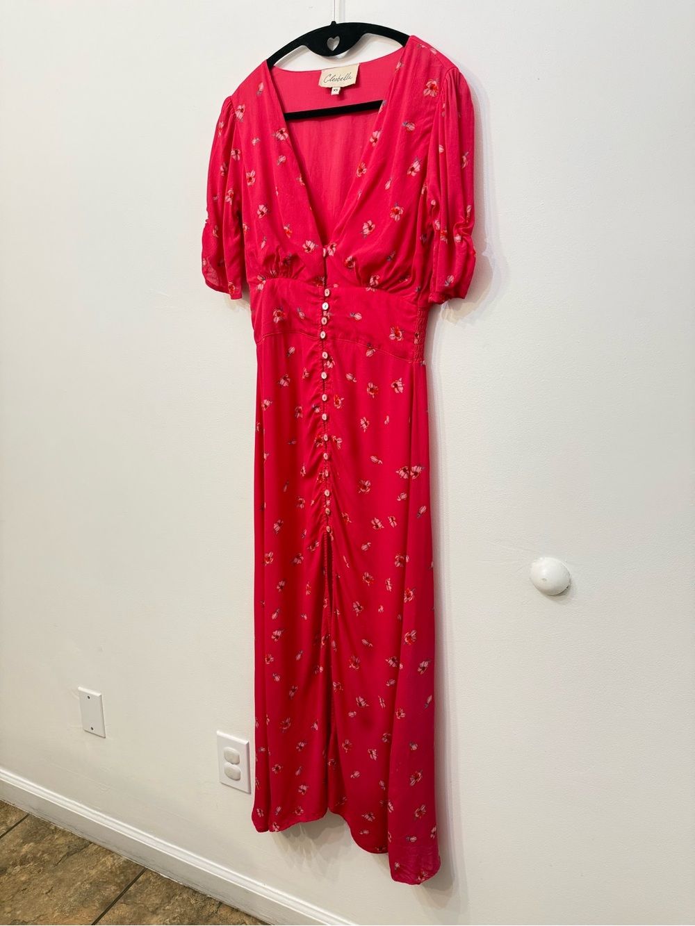 Cleobella Poppy Pink Floral Button-Front Maxi Dress